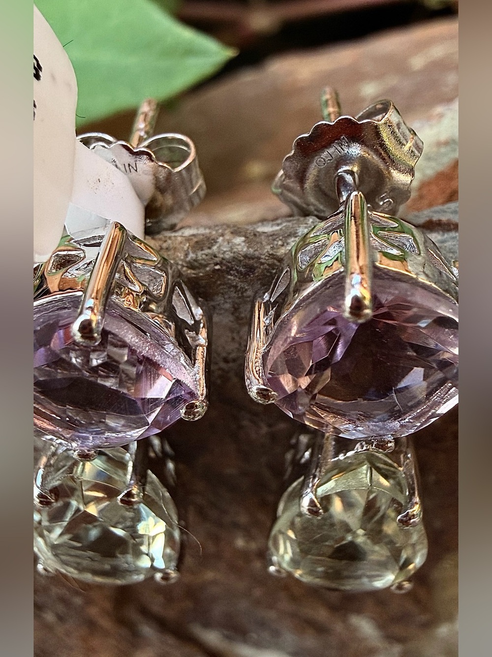Gorgeous AAA Pink & Green Amethyst 9.00 CTW Rhodium Over 925 Silver Earrings - Picture 11 of 12